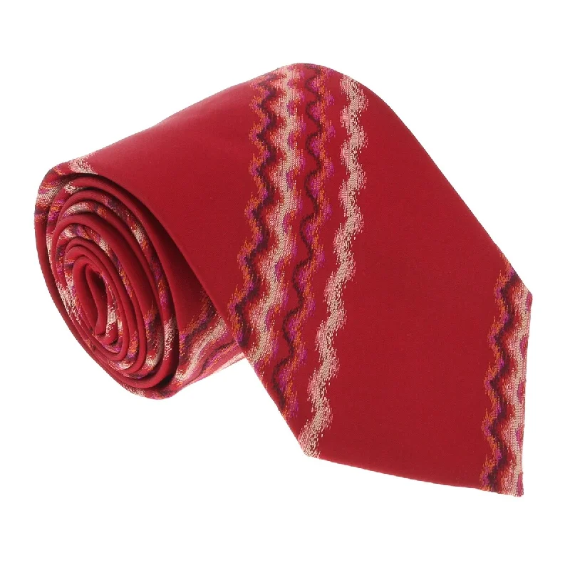 men's necktie trends 2025-Missoni U4310 Red Sharkskin 100% Silk Tie for mens