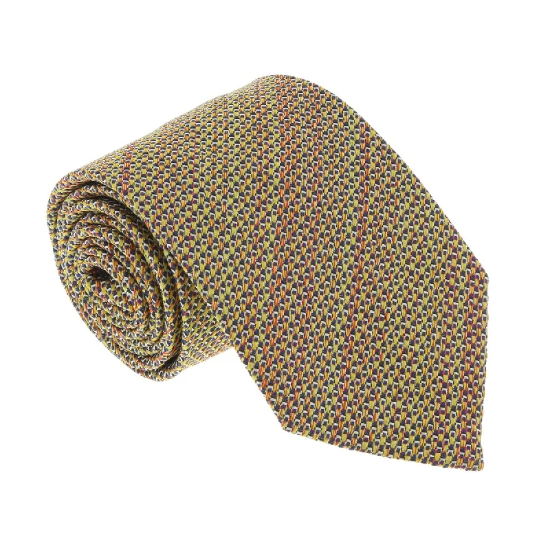 unique wedding necktie combinations-Missoni U4313 Gold/Red Basketweave 100% Silk Tie for mens