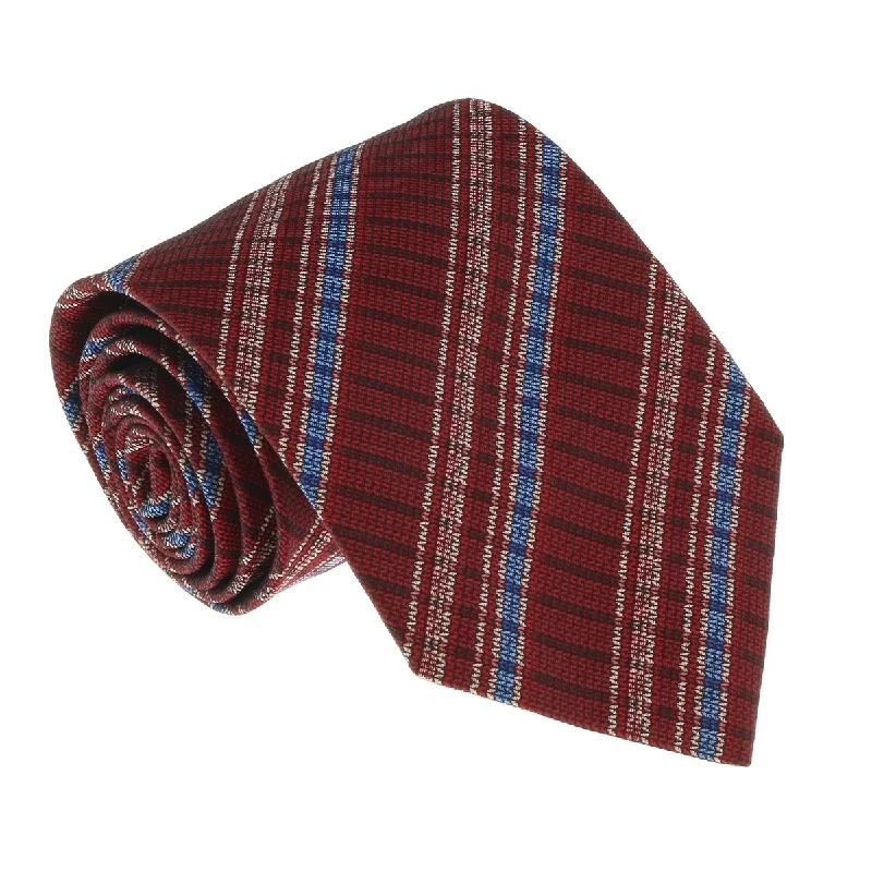 bold patterned neckties for men-Missoni U4523 Red/Blue Madras 100% Silk Tie for mens