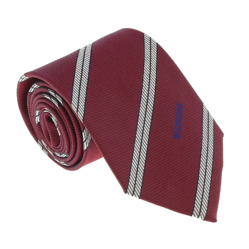 designer silk ties for men-Missoni U4969 Red/Gold Regimental 100% Silk Tie for mens