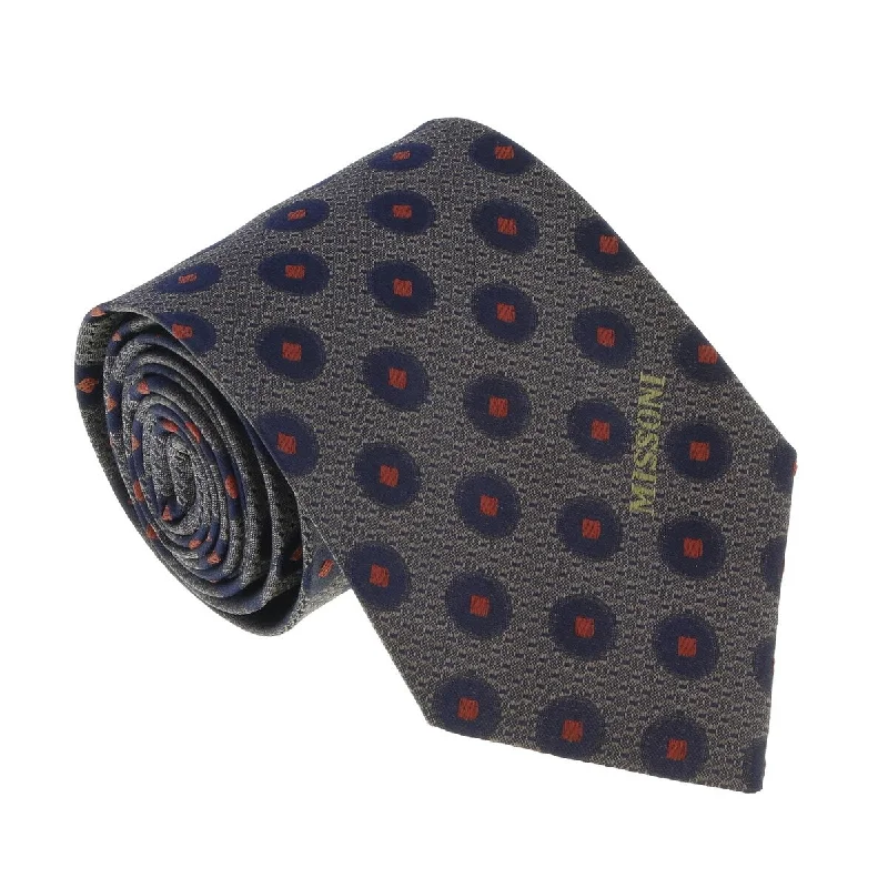 elegant formal office neckties-Missoni U5027 Gray/Black Polka Dots 100% Silk Tie for mens