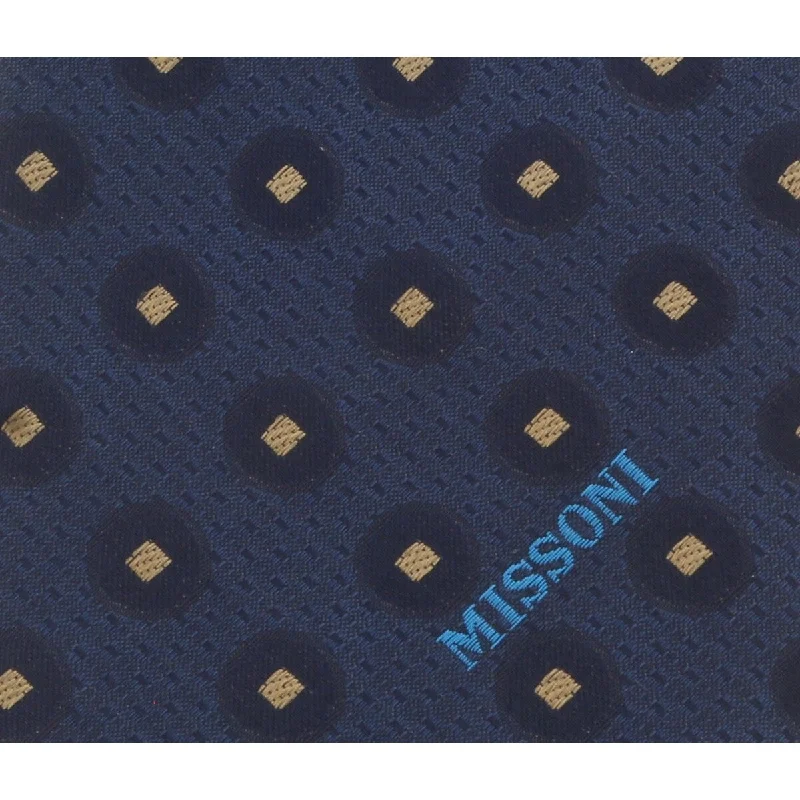 luxury necktie options for men-Missoni U5027 Navy Polka Dot 100% Silk Tie for mens