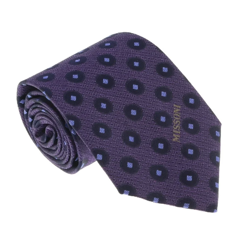 high-quality silk tie combinations-Missoni U5027 Purple/Blue Geometric 100% Silk Tie for mens