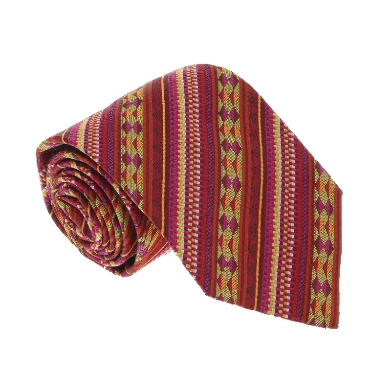 modern necktie colors for men-Missoni U5053 Red/Gold Graphic 100% Silk Tie for mens