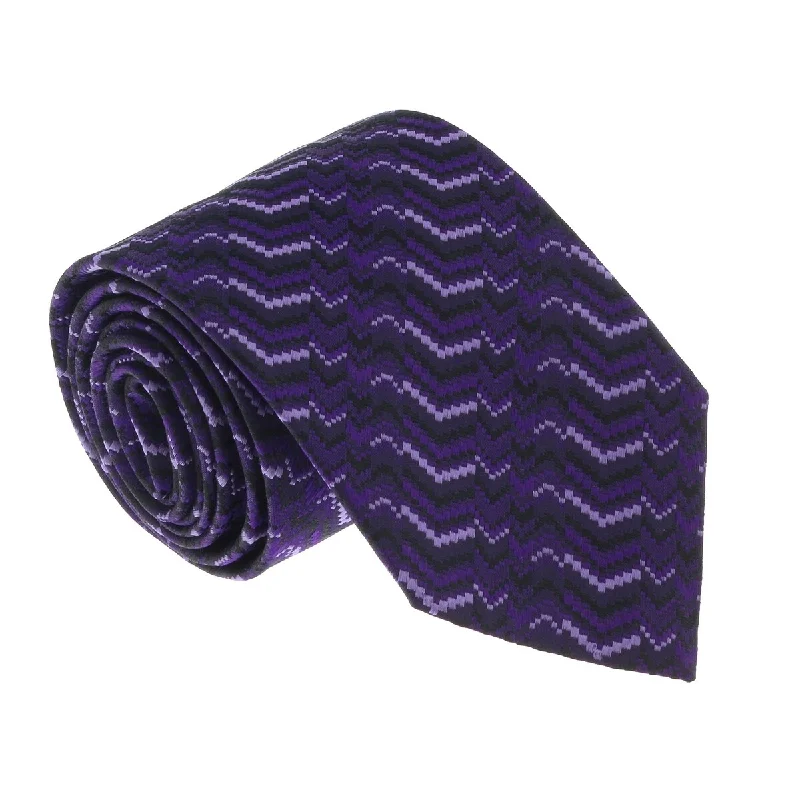 business casual necktie ideas-Missoni U5054 Aubergine/Lilac Sharkskin 100% Silk Tie for Mens