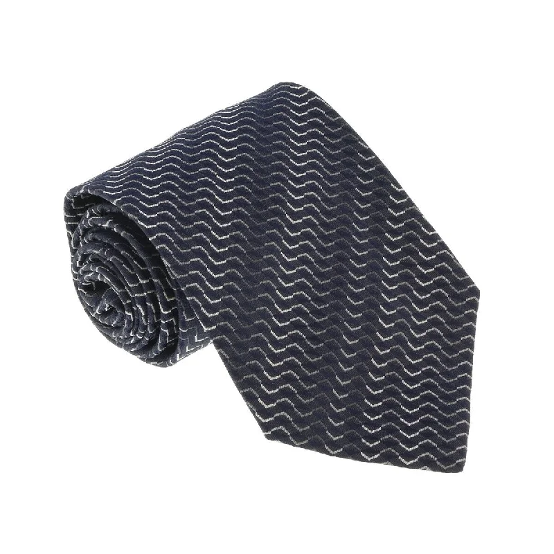 high-quality men's necktie designs-Missoni U5067 Navy/Silver Sharkskin 100% Silk Tie for mens