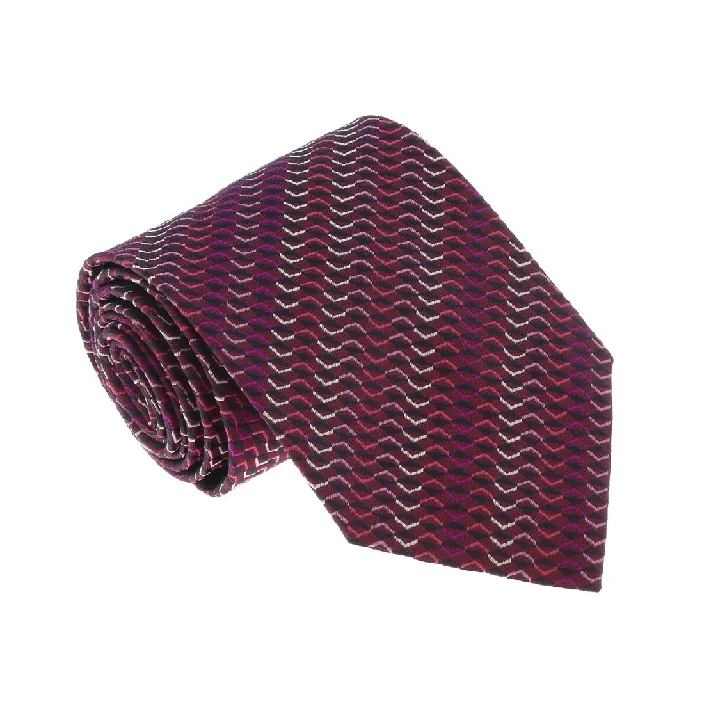 silk necktie options for office wear-Missoni U5067 Pink/Purple Sharkskin 100% Silk Tie for mens