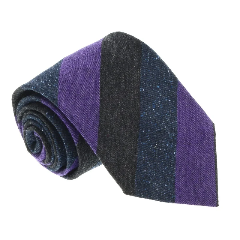 premium necktie designs for office wear-Missoni U5120 Grey/Purple Awning 100% Silk Tie for mens