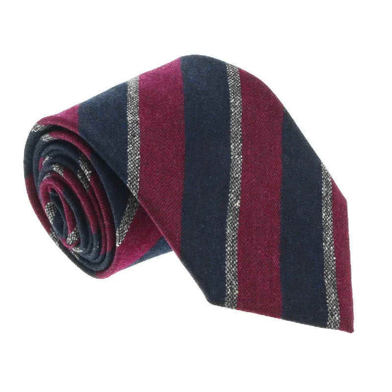 unique wedding tie designs for men-Missoni U5121 Burgundy/Navy Repp 100% Silk Tie for mens