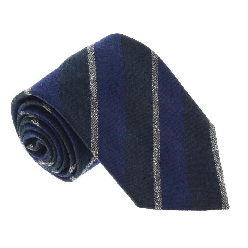 office silk necktie sets-Missoni U5121 Navy/Grey Repp 100% Silk Tie for mens