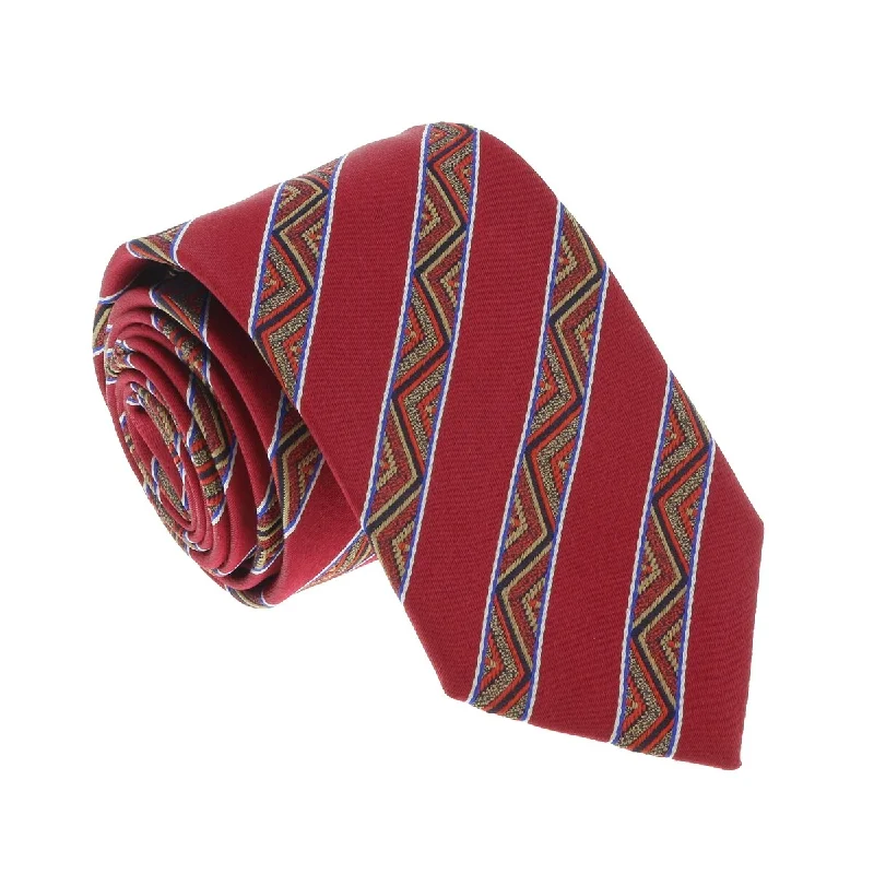 men's casual wedding neckties-Missoni U5128 Red/Gold Awning 100% Silk Tie for mens