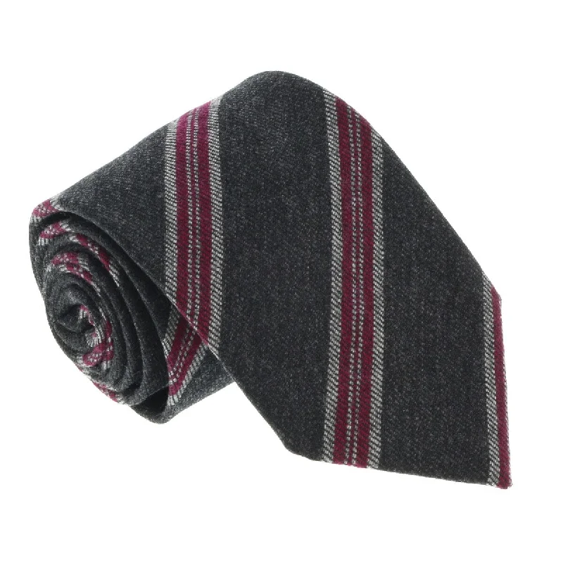 affordable luxury necktie options-Missoni U5144 Gray/Fuschia Regimental 100% Silk Tie for mens