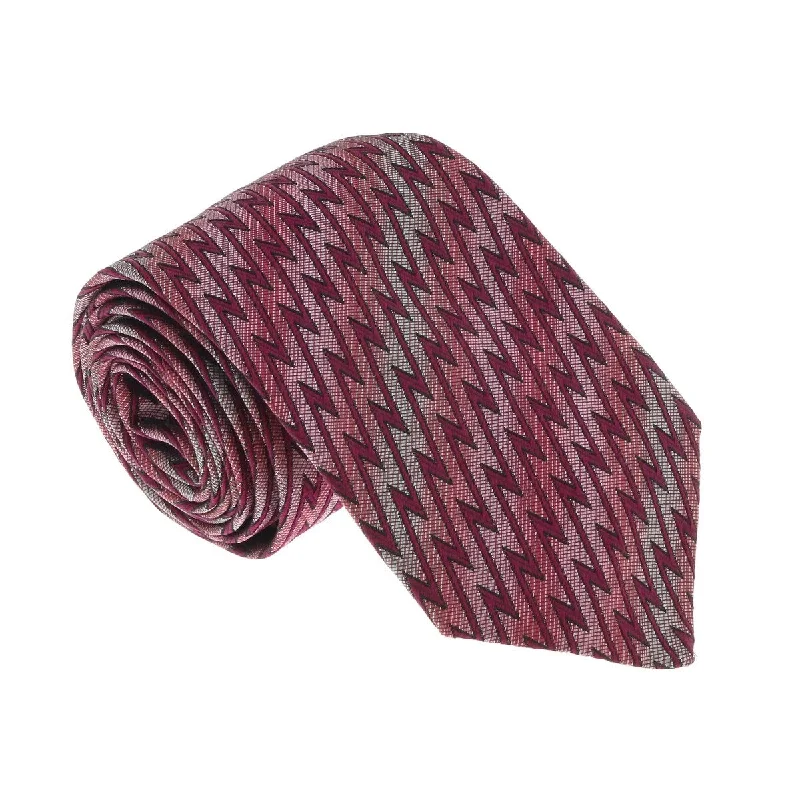 fashionable bow ties for weddings-Missoni U5467 Pink/Red Flame Stitch 100% Silk Tie for mens