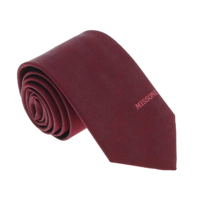 necktie designs for business events-Missoni U5563 Maroon Abstract 100% Silk Tie for mens