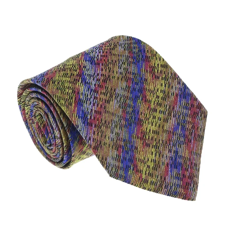 elegant designer neckties-Missoni U8006 Gold/Blue Bar Code 100% Silk Tie for mens