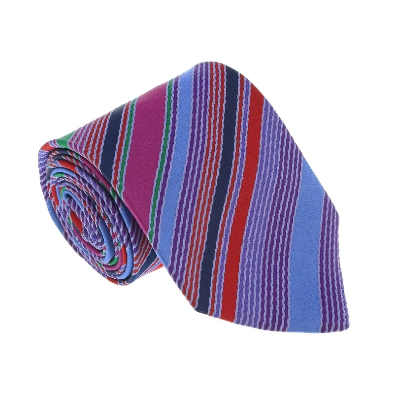 slim-fit neckties for men-Missoni U8013 Blue/Purple Regimental 100% Silk Tie for mens