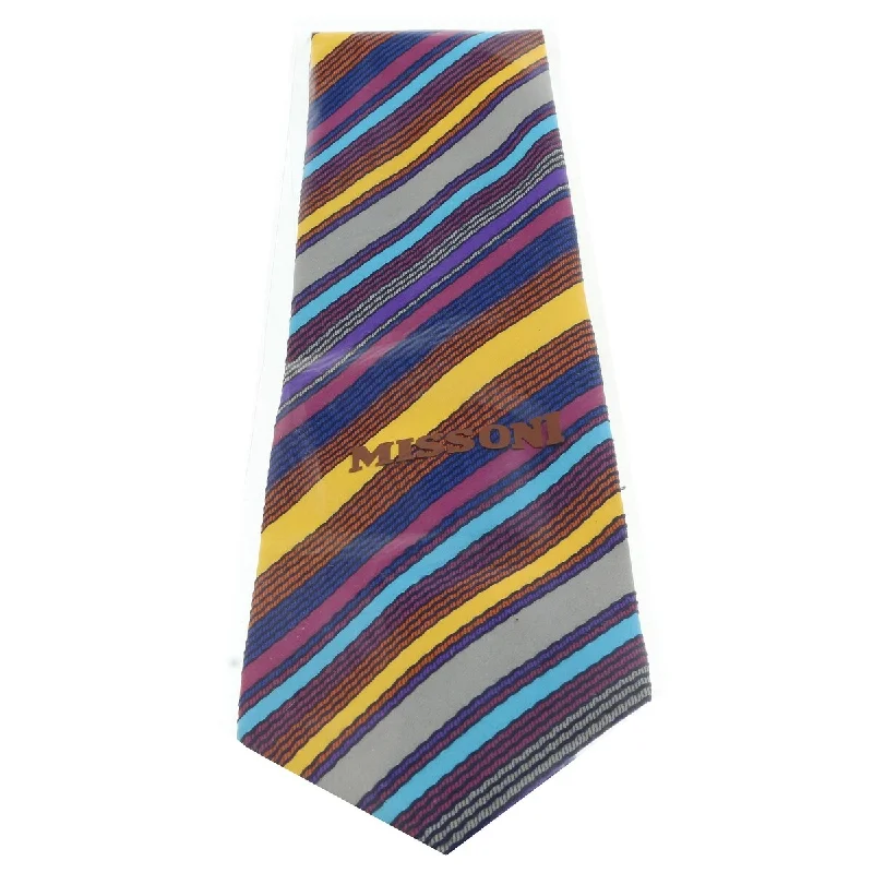 luxury necktie options for men-Missoni U8013 Gold/Blue Pencil Stripe 100% Silk Tie for mens