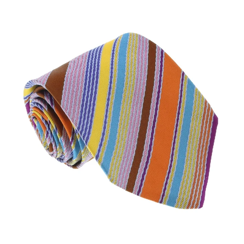 elegant silk ties for business-Missoni U8013 Orange/Gold Pencil Stripe 100% Silk Tie for mens