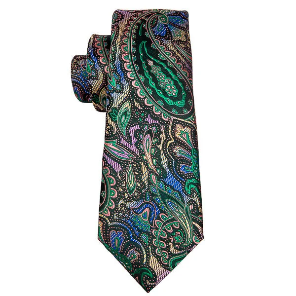 classic color ties for men-Classy Men Multicolor Paisley Silk Tie