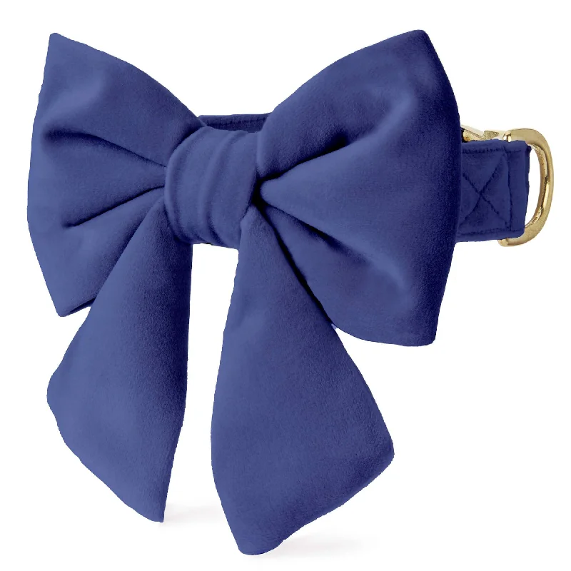 comfortable silk neckties-Navy Velvet Lady Bow Collar