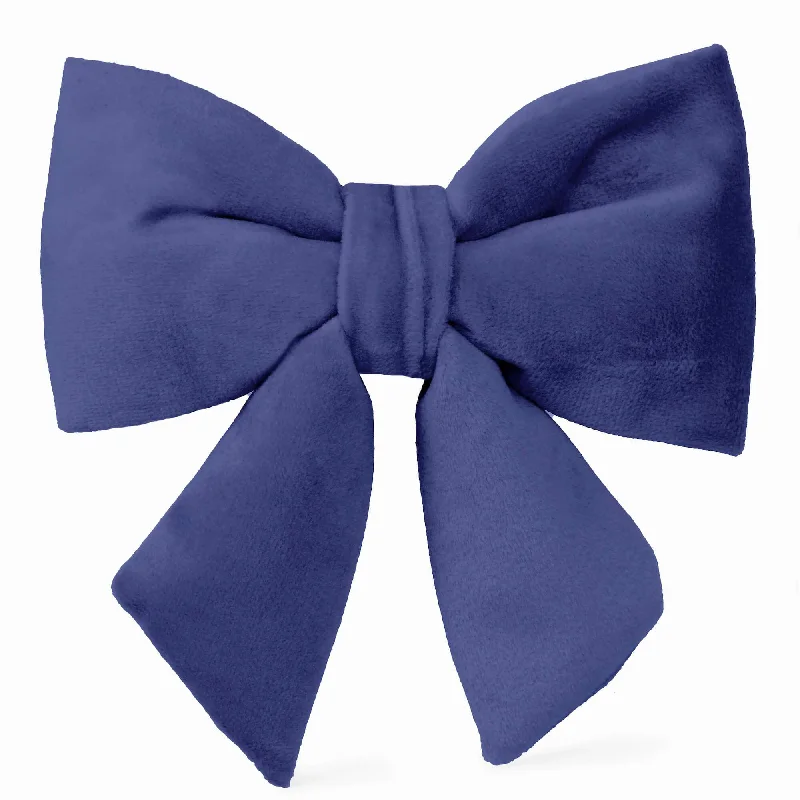 luxury patterned neckties-Navy Velvet Lady Dog Bow