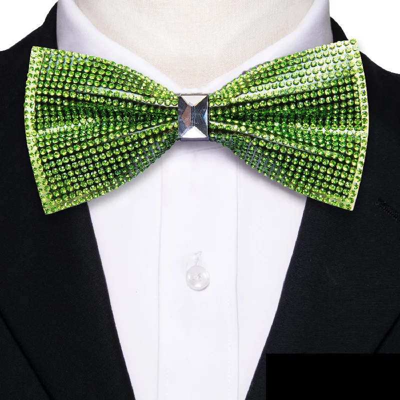 high-quality bow ties for men-Cobalt Green Imitated Crystal Men's Pre-tied Bowtie for Party