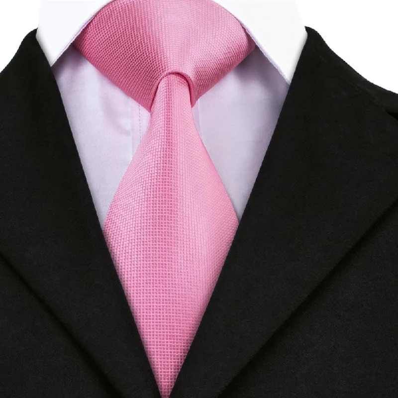 men's business bow tie sets-Pink Solid Single Tie