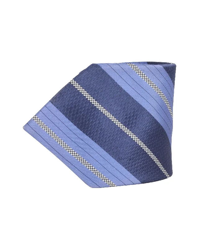 summer necktie styles for men-Nina Ricci Striped Tie in Blue Silk