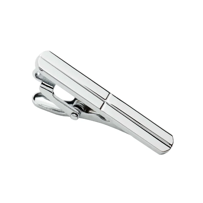 designer necktie brands-Norfolk Silver Stainless Steel Tie Bar