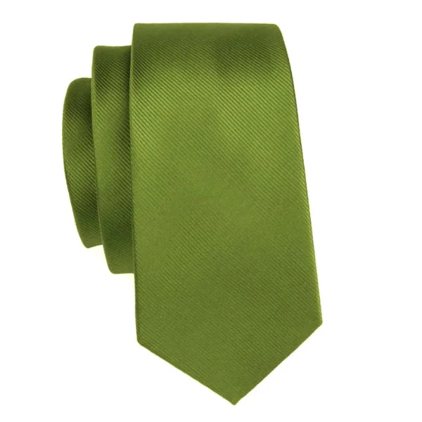 modern necktie colors for men-Classy Men Olive Green Silk Tie