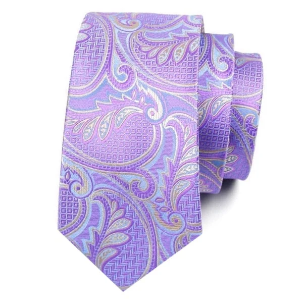 bold patterned neckties for men-Classy Men Pastel Lilac Paisley Silk Tie