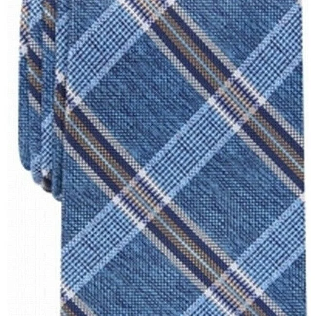 fashionable office neckties for men-Perry Ellis Men's Dover Plaid Tie Navy Size Regular