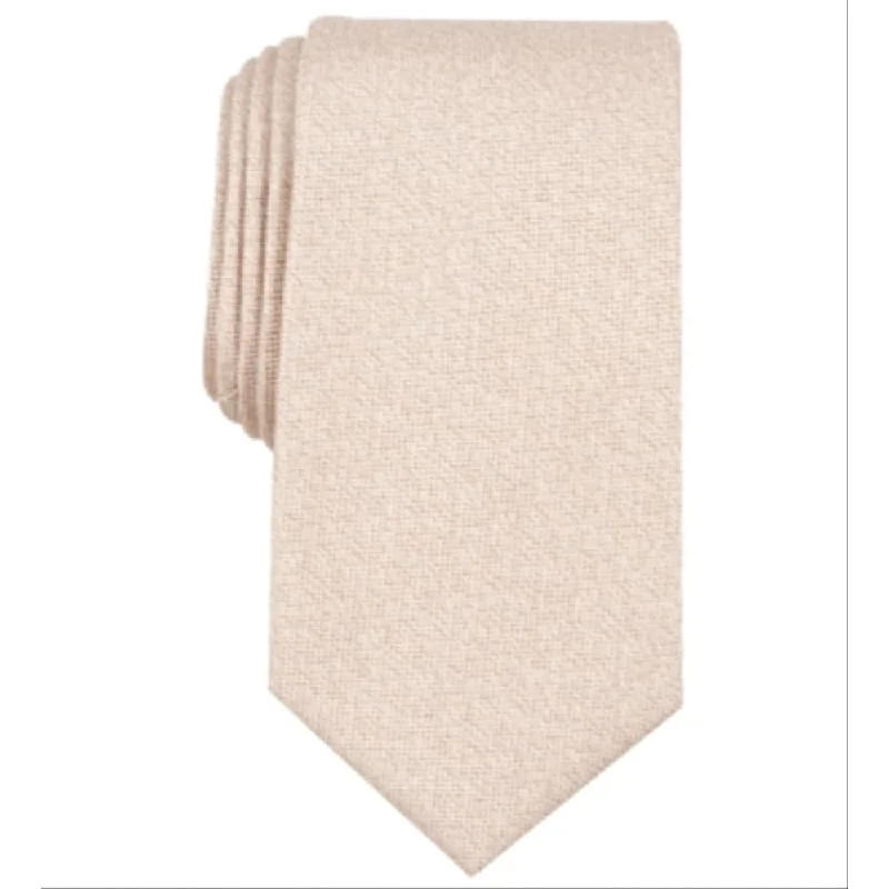 men's bow ties for weddings-Perry Ellis Portfolio Men's Laurel Slim Tie Beige Size Regular