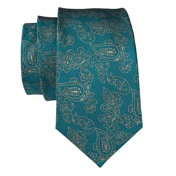 elegant formal office neckties-Classy Men Persian Green Floral Paisley Silk Tie