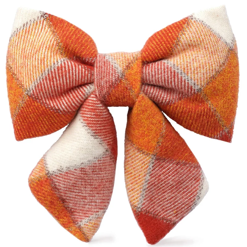 solid color neckties for business-Pumpkin Spice Plaid Flannel Lady Dog Bow