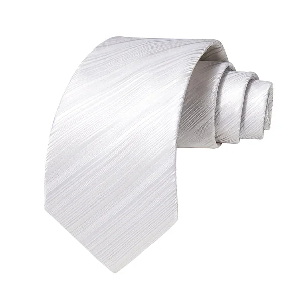 men's tie sets for formal events-Classy Men Pure White Striped Silk Tie