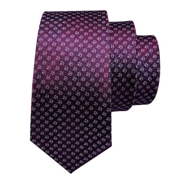 high-end necktie brands-Classy Men Purple Linked Silk Necktie