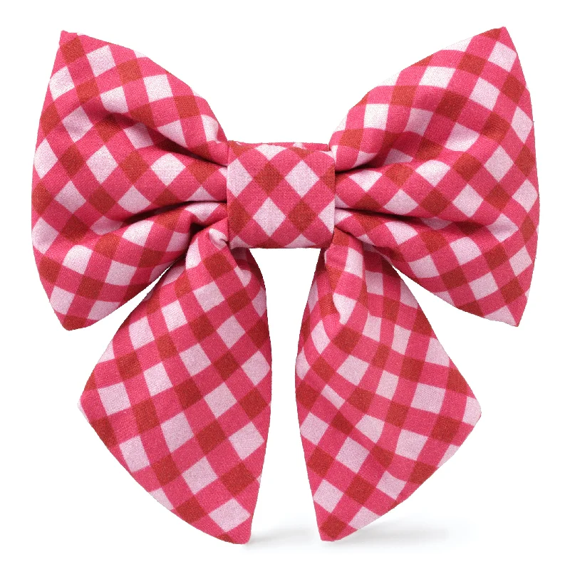 elegant designer neckties-Raspberry Gingham Lady Dog Bow