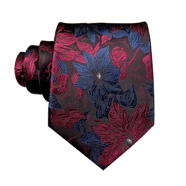 men's business event bow ties-Classy Men Red & Blue Floral Silk Tie