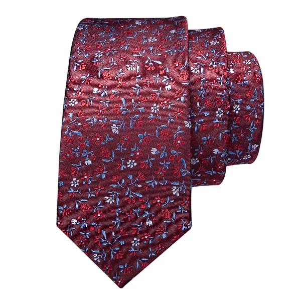 high-quality men's neckties-Classy Men Red Flower Silk Tie