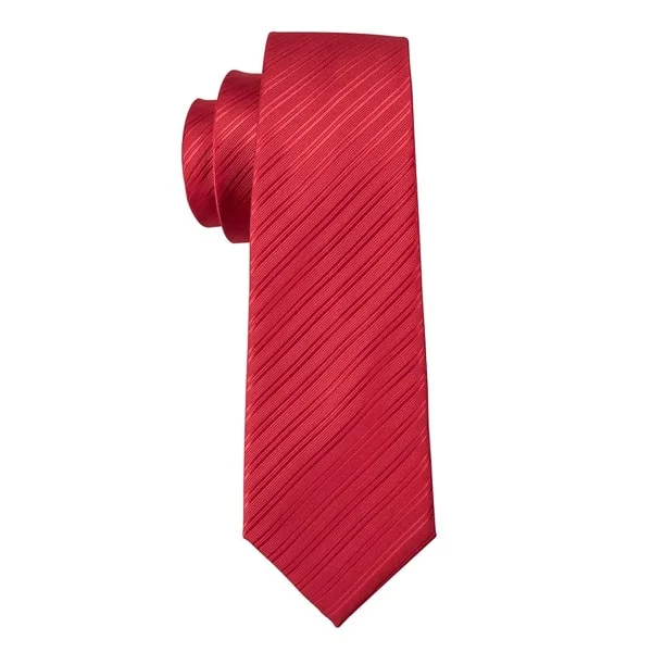 men's business bow ties-Classy Men Red Striped Silk Necktie