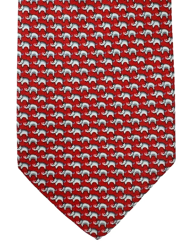 designer office tie sets-Salvatore Ferragamo Silk Tie Red Wild Boar Novelty SALE