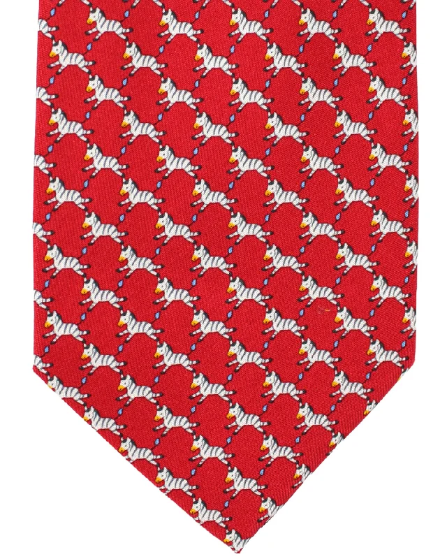 modern silk necktie sets-Salvatore Ferragamo Tie Red Novelty Zebra SALE