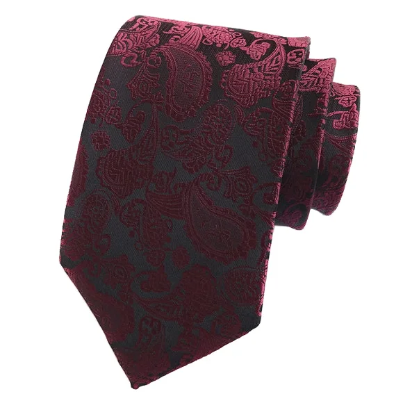 high-quality silk necktie sets-Classy Men Simple Burgundy Paisley Tie