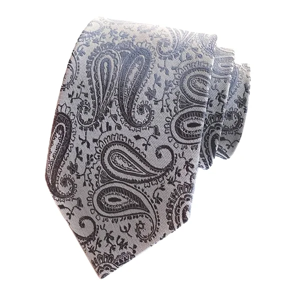 trendy silk bow ties for formal wear-Classy Men Simple Grey Paisley Tie