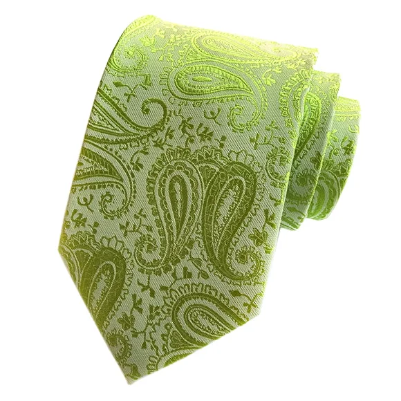 high-end wedding necktie sets-Classy Men Simple Lime Green Paisley Tie