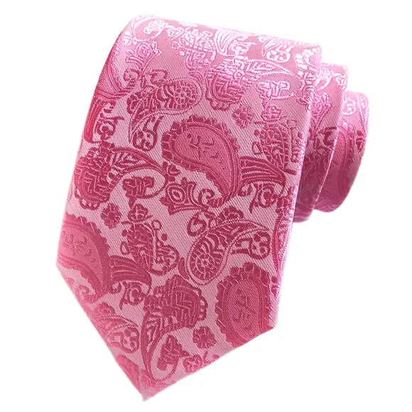 luxurious silk ties for business-Classy Men Simple Pink Paisley Tie