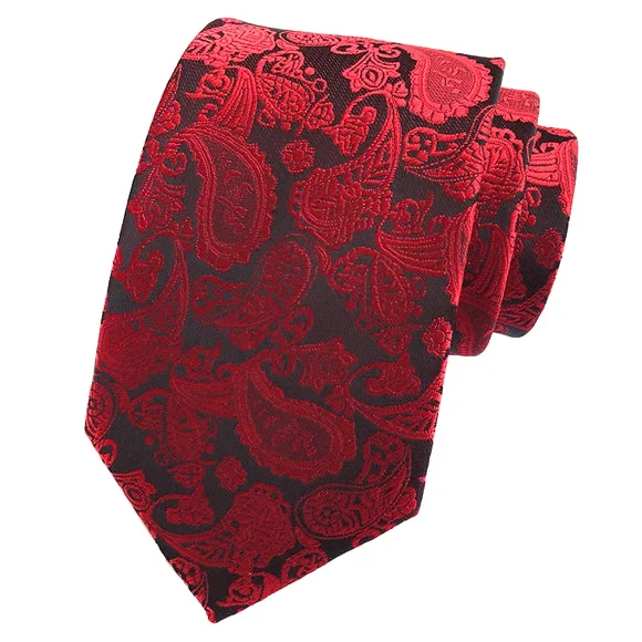 professional interview neckties-Classy Men Simple Red Paisley Tie