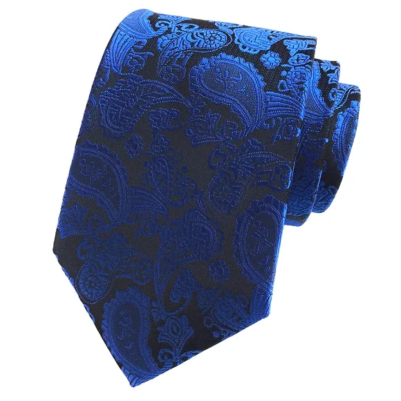 fashionable office neckties for men-Classy Men Simple Royal Blue Paisley Tie