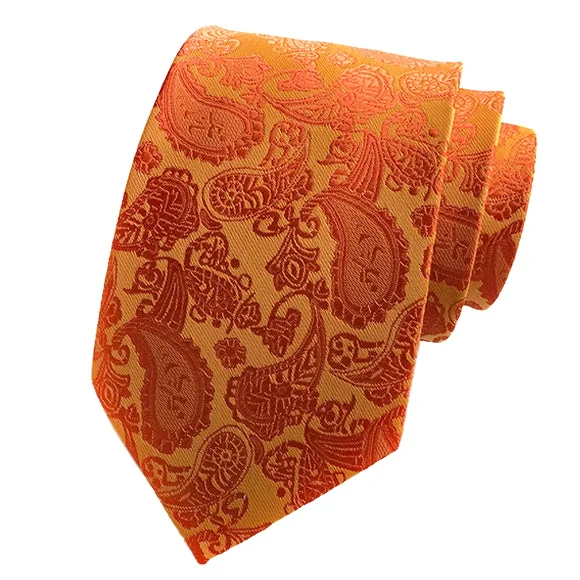 affordable office tie sets-Classy Men Simple Tangerine Paisley Tie